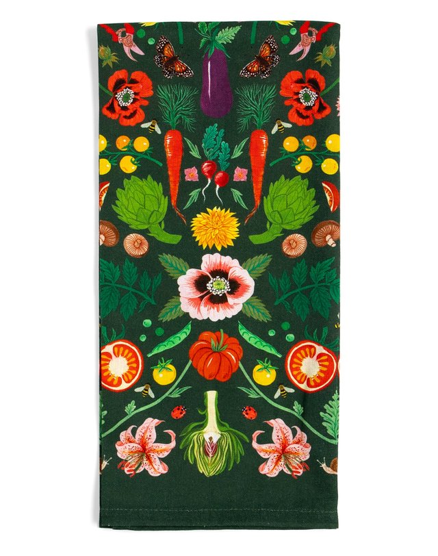Veggies Folk Floral Tea Towel, 5 of 8