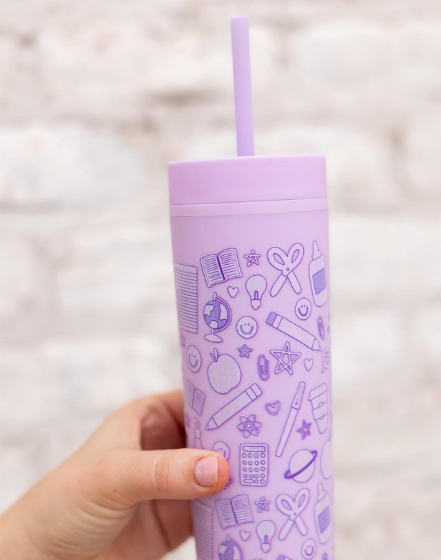 Classroom Icons Acrylic Tumbler - Lilac, 3 of 4