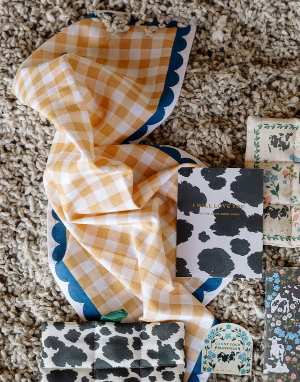 Gold Gingham Scalloped Tea Towel, 1 of 3