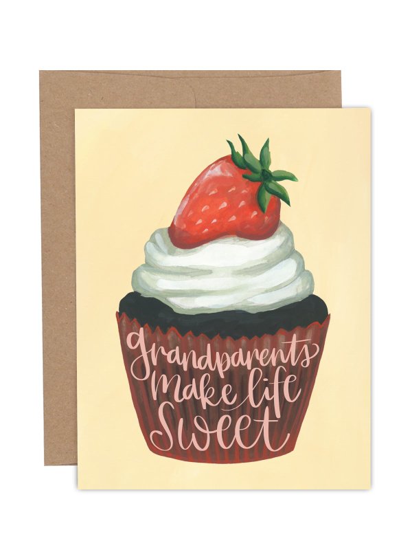 Grandparents Make Life Sweet Cupcake Greeting Card, 1 of 1