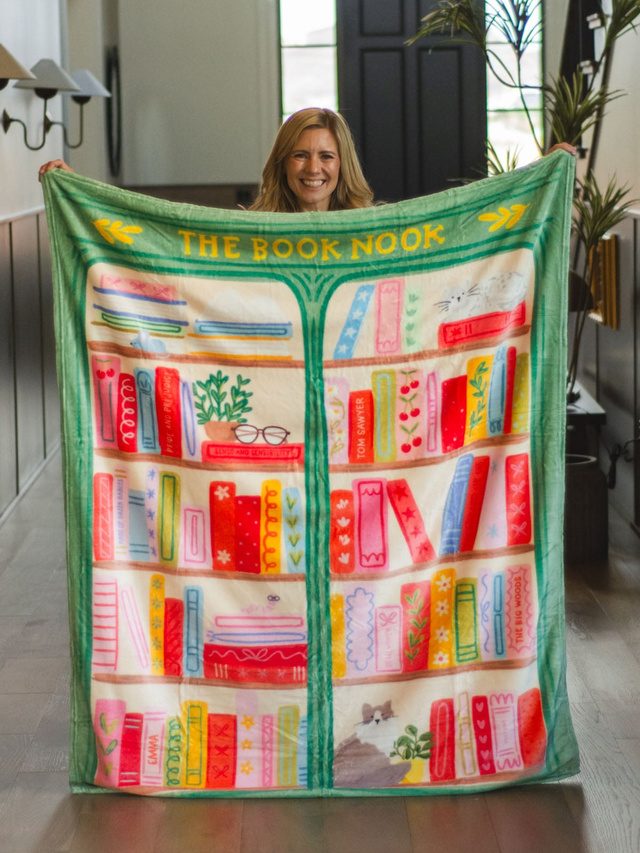The Book Nook Reading Lover Fleece Throw Blanket, 1 of 8