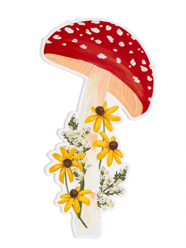 Mushroom & Flowers Double-Sided Die-Cut Bookmark, 2 of 4