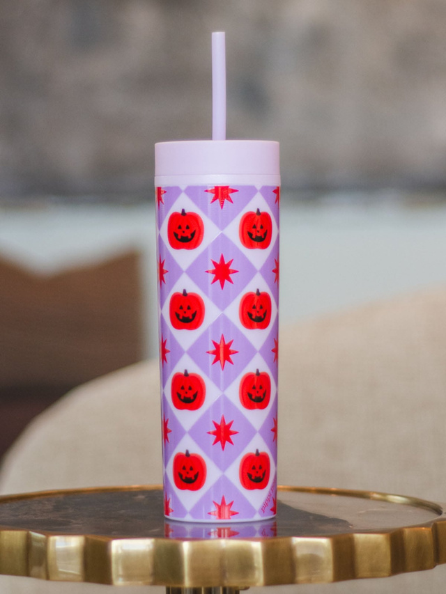 Pumpkins & Stars Halloween 16oz Skinny Acrylic Tumbler - Lilac, 2 of 3