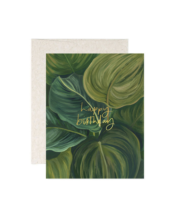 Green Leaves Birthday Greeting Card, 1 of 1