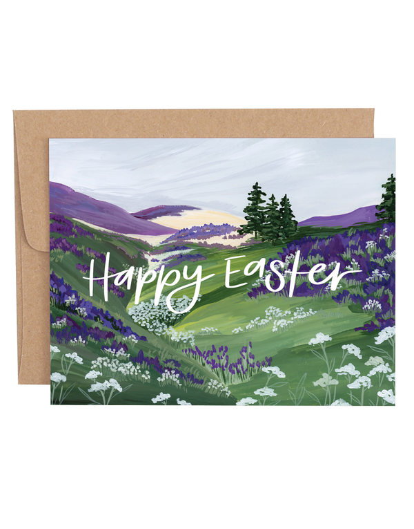 Easter Purple Landscape Greeting Card, 1 of 1