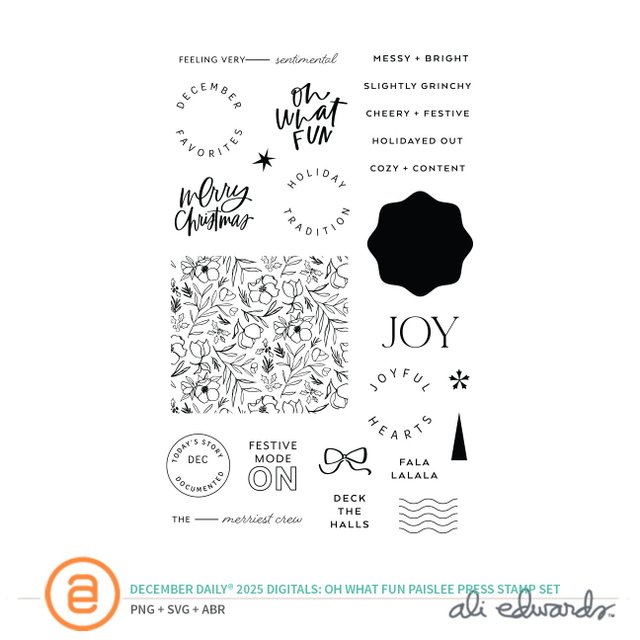 December Daily® 2025 Digital 4×6 Oh What Fun Paislee Press Stamp Set, 1 of 1