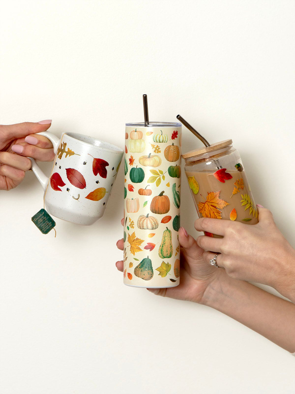 Fallen Leaves Autumn 16oz Glass Can, 3 of 4