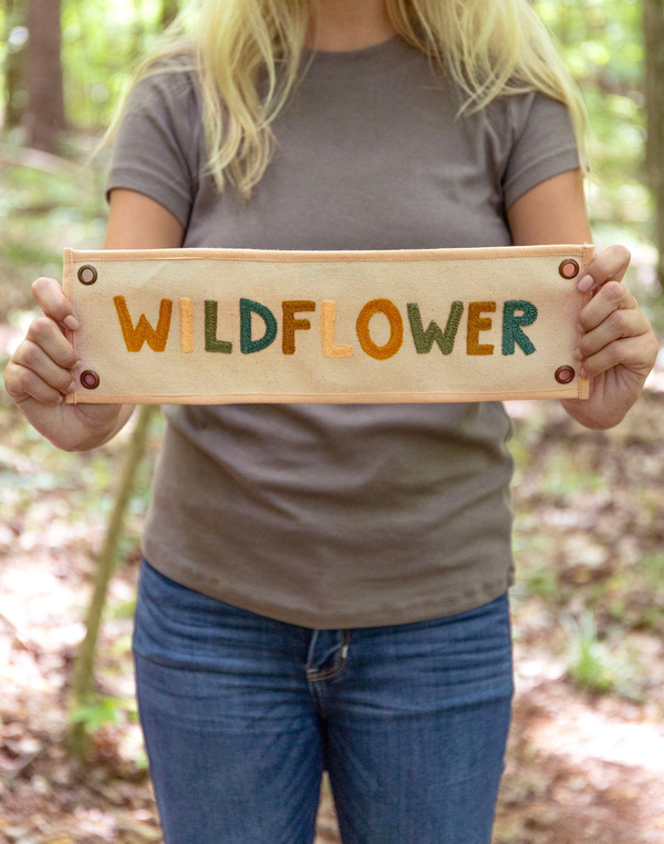 Wildflower Embroidered Canvas Banner, 1 of 6