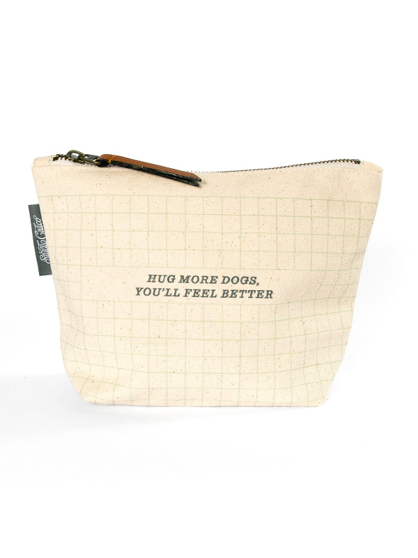 Hug More Dogs Zippered Canvas Pouch, 1 of 3