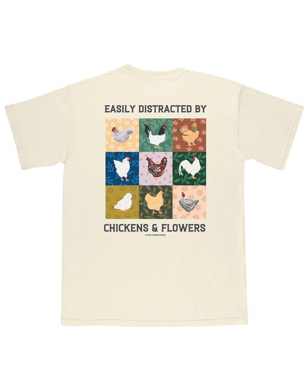 Chicken & Flowers Tee - Ivory, 1 of 5