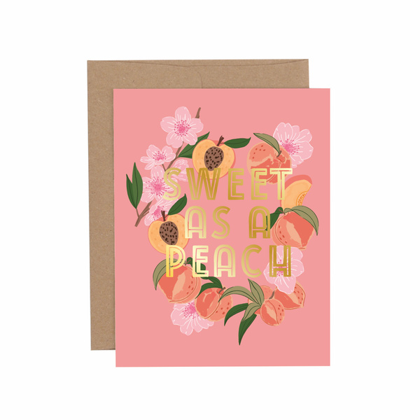 Sweet As A Peach Block Letters Greeting Card, 3 of 3