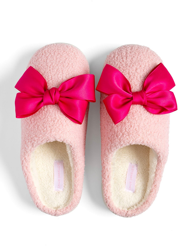 Pink Coquette Bows Women’s Plush House Slippers, 2 of 3