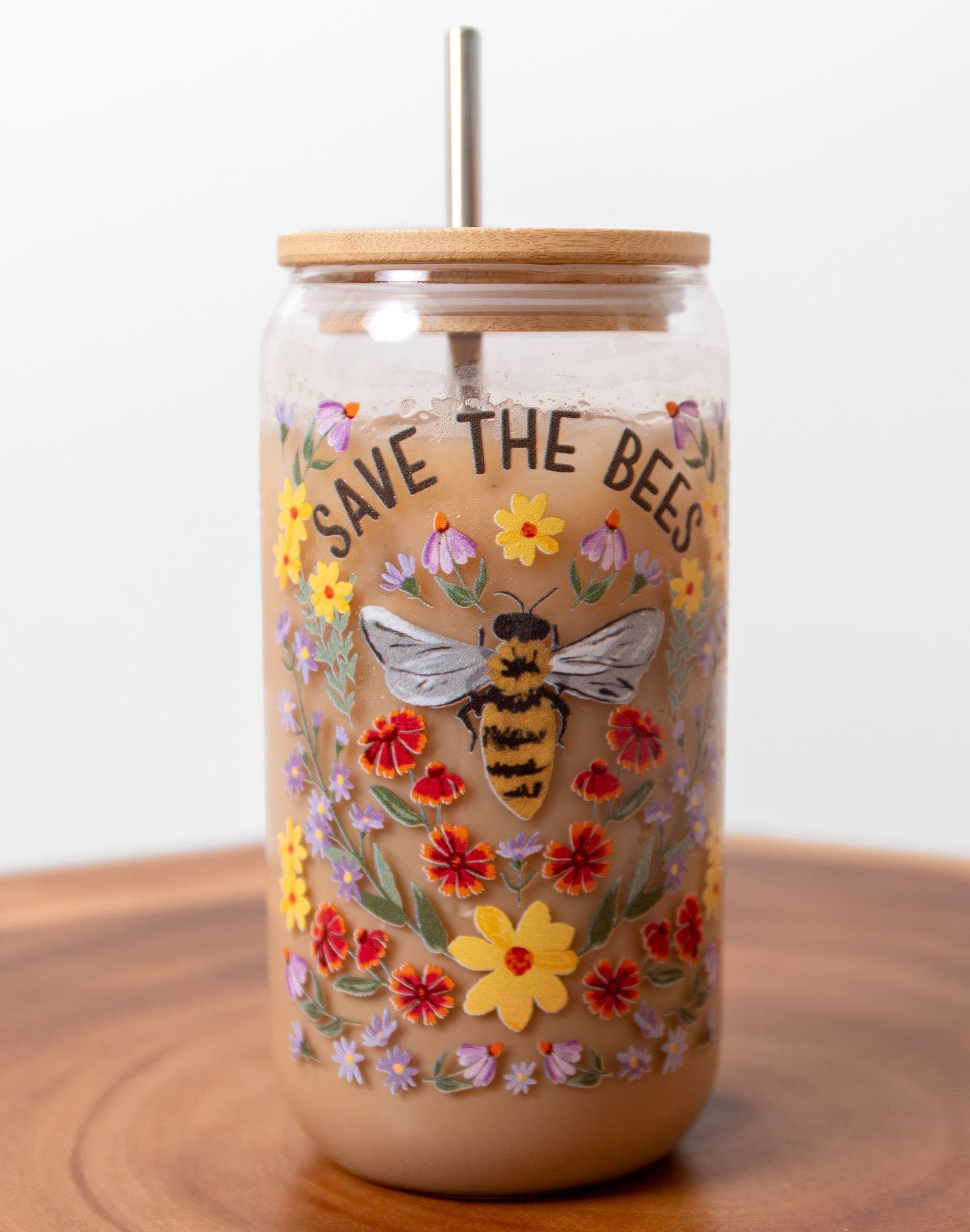 Save the Bees Glass Can - 1canoe2