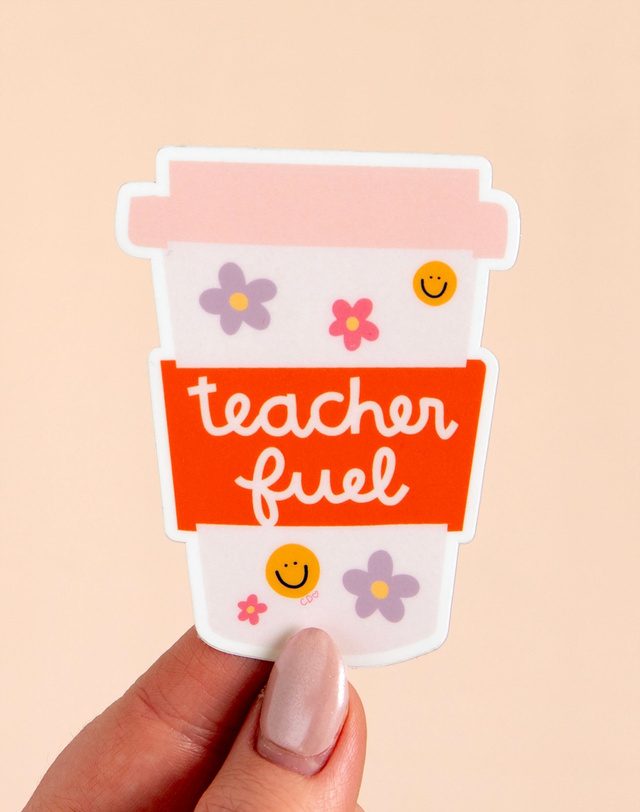 Teacher Fuel Coffee Cup Decal Sticker, 1 of 2