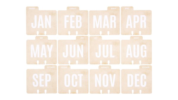 MemoryDex Monthly Dividers - Calendar, 1 of 2