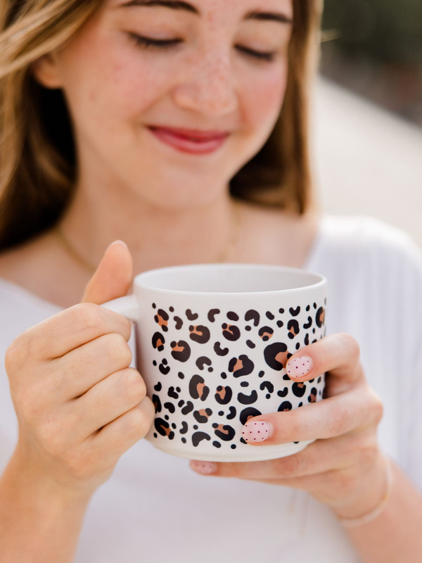 Leopard Print Large Ceramic Mug - Cream, 1 of 3