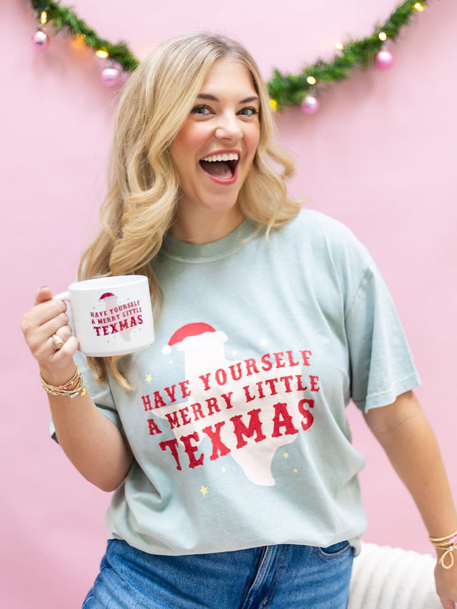 Merry Little Texmas Christmas Western Tee - Bay, 1 of 2