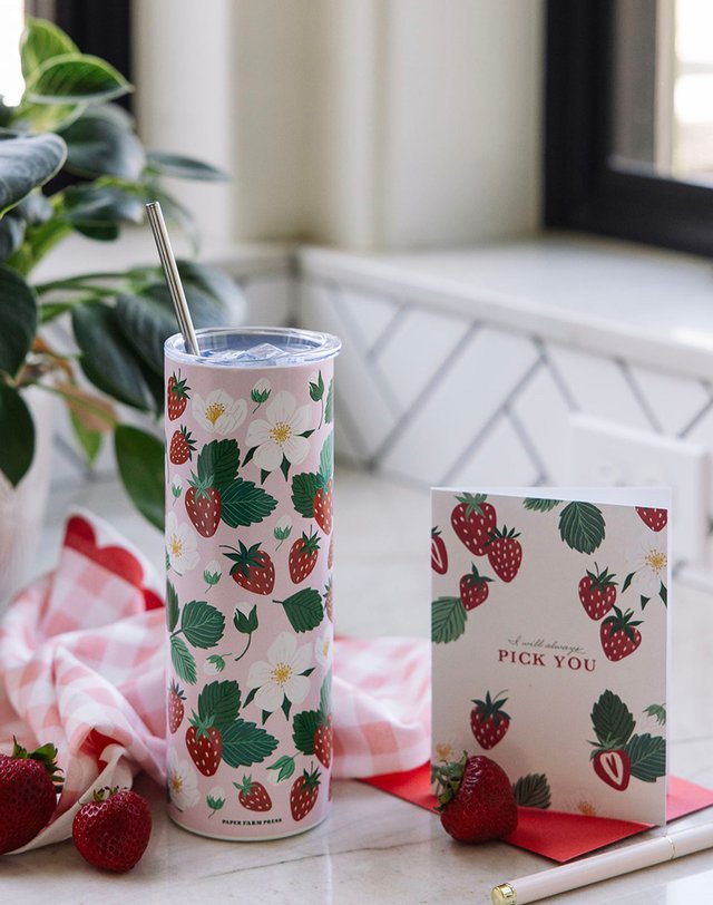 Strawberry Patch 20oz Stainless Steel Skinny Tumbler, 4 of 6