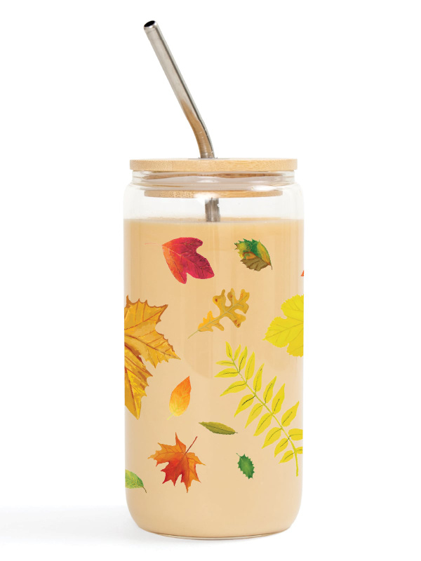 Fallen Leaves Autumn 16oz Glass Can, 2 of 4