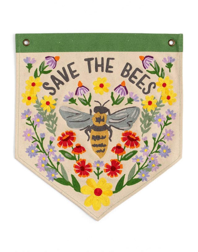 Save The Bees Embroidered Canvas Banner, 3 of 6