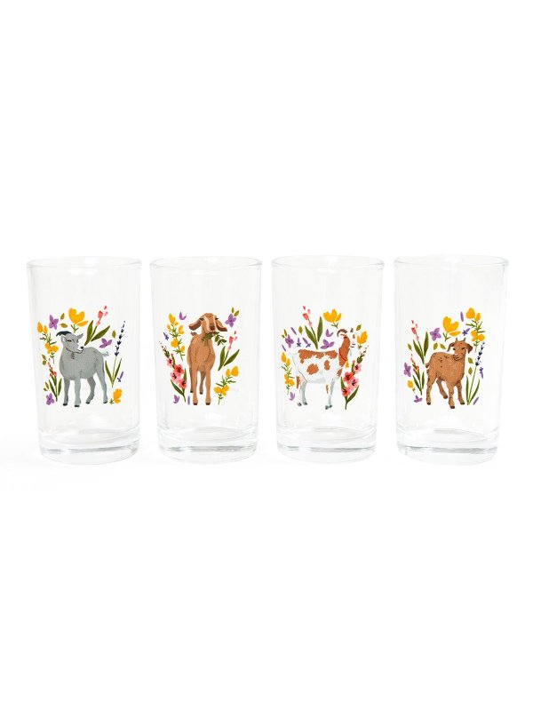Goats Folk Floral 6oz Mini Juice Glass Set, 1 of 6
