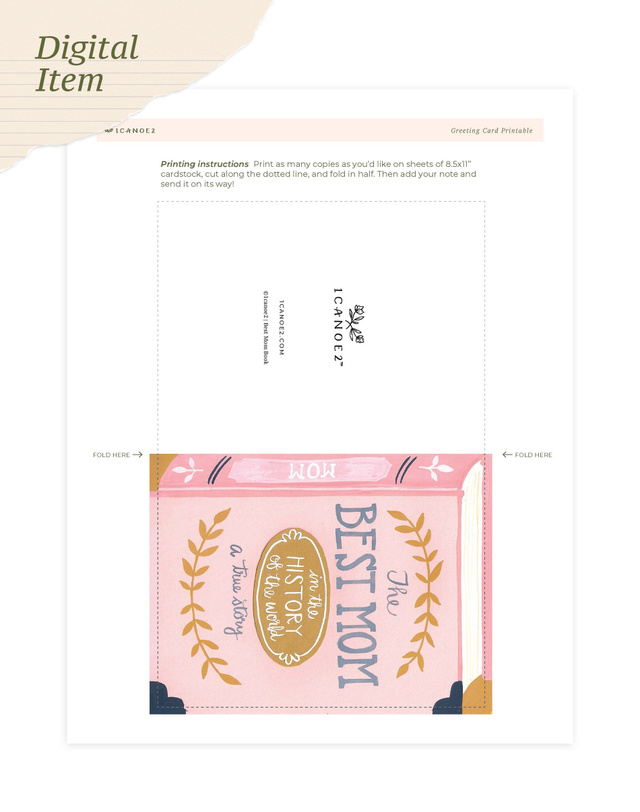Digital Printable Best Mom Book Greeting Card, 1 of 1