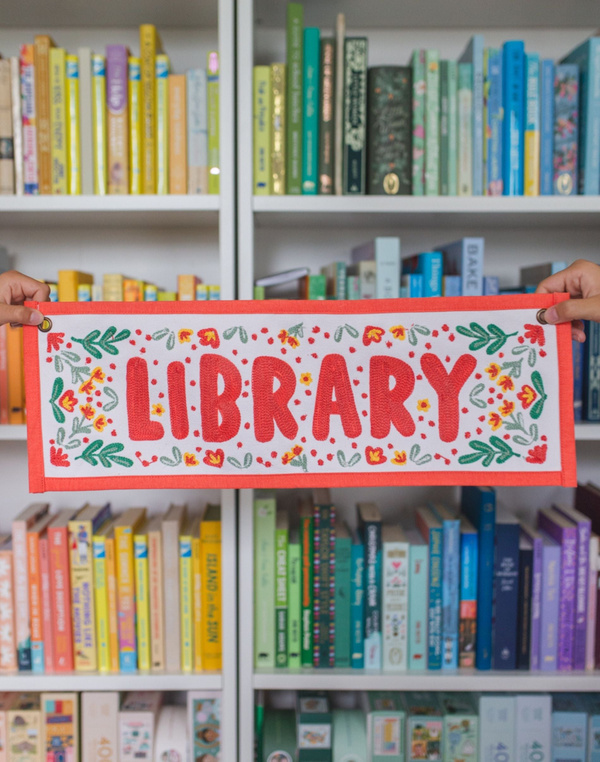 Library Embroidered Canvas Banner, 1 of 3