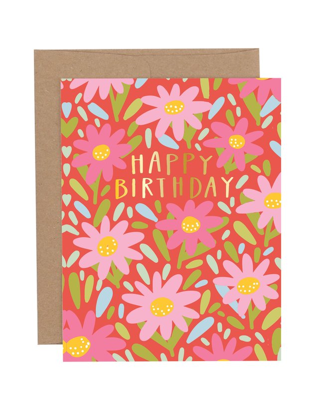 Happy Birthday Florals Greeting Card, 1 of 1