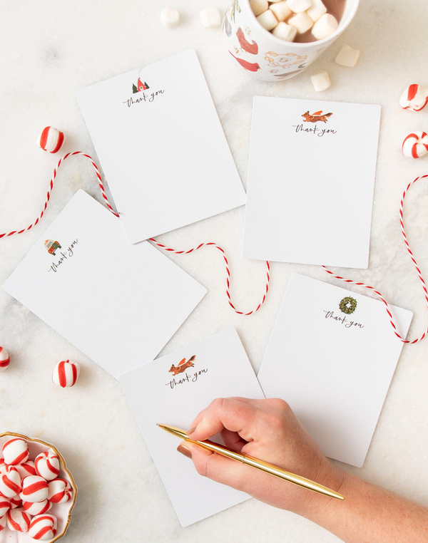 Holiday Floral Thank You Flat Note Set, 1 of 6