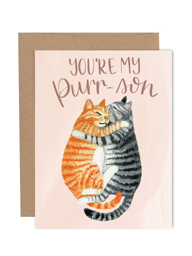 You're My Purr-son Cats Love + Friendship Greeting Card, 1 of 1