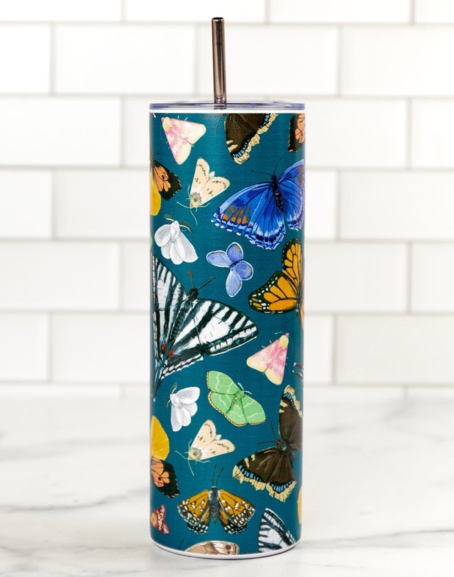 Flutter Friends Butterfly 20oz Stainless Steel Skinny Tumbler, 1 of 2