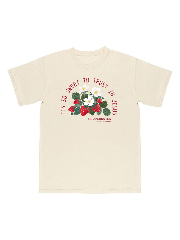 Tis So Sweet To Trust In Jesus Strawberry Faith Tee - Ivory, 5 of 5