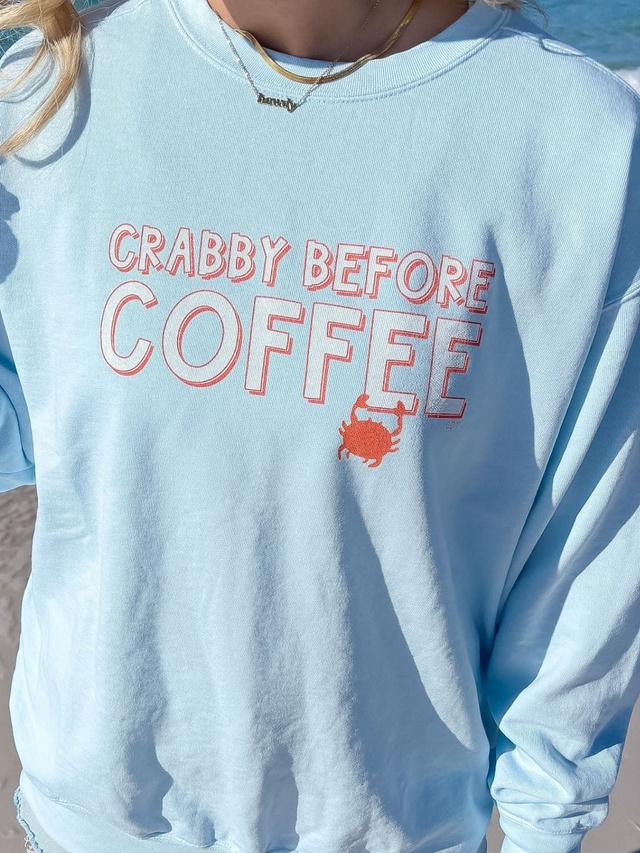 Crabby Before Coffee Sweatshirt - Chambray, 2 of 3