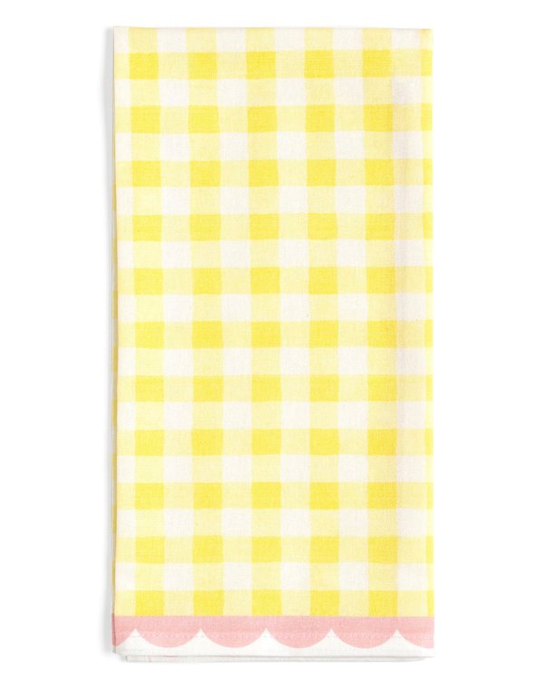 Yellow Gingham Scalloped Tea Towel, 1 of 11