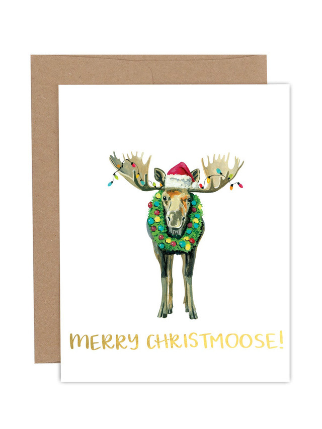 Merry Christ-Moose Christmas Greeting Card, 1 of 1