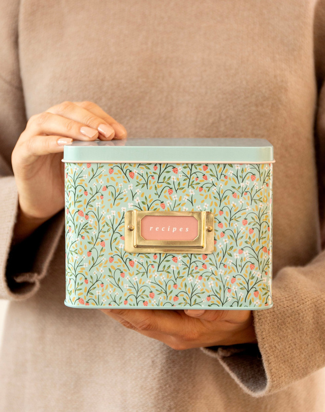 Strawberry Meadow Tin Recipe Box, 2 of 5