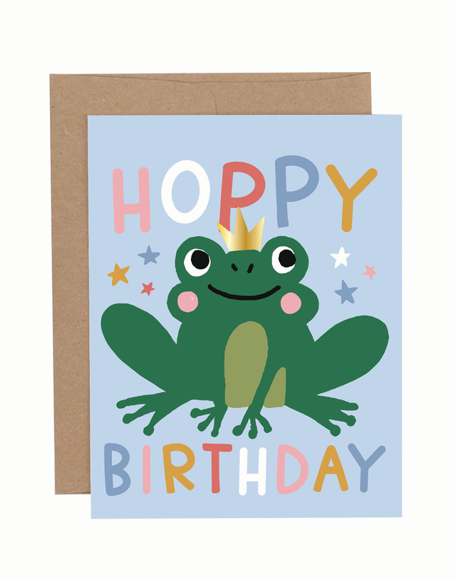 Hoppy Birthday Frog Greeting Card, 1 of 1