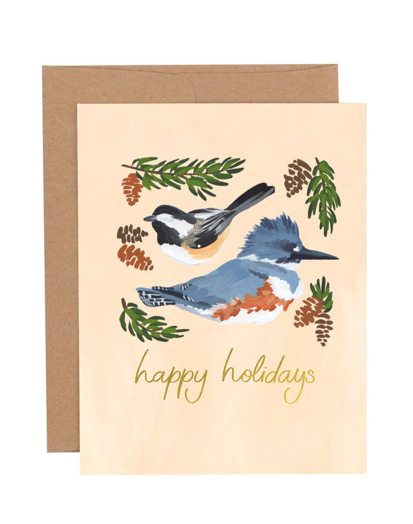 Happy Holidays Birds Greeting Card, 1 of 1
