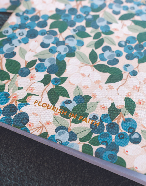 Flourish in Faith Blueberry Field Stitched Notebook, 3 of 5