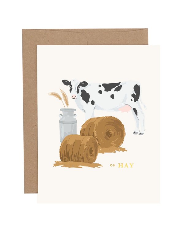 Oh Hay Cow Everyday Greeting Card, 1 of 2
