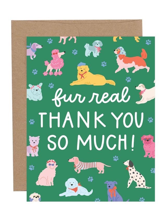 Fur Real Dogs Thank You Greeting Card, 1 of 1