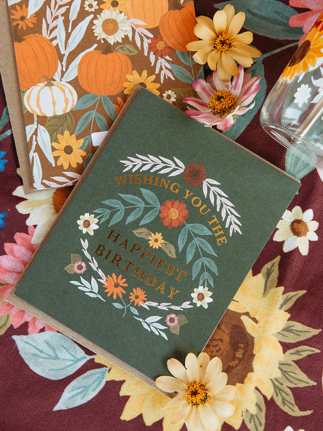 Wishing You The Happiest Birthday Fall Floral Greeting Card, 2 of 2