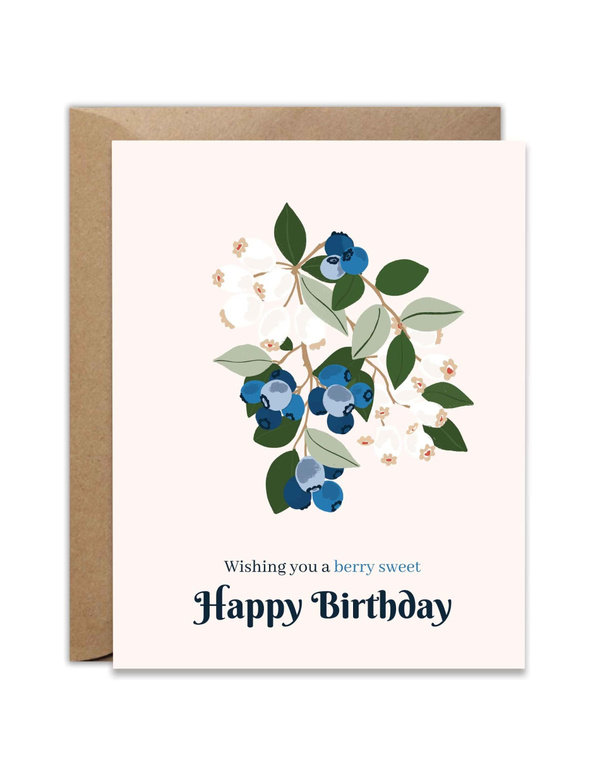 Berry Sweet Birthday Blueberry Greeting Card, 1 of 1
