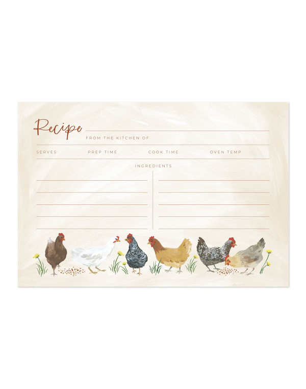 Chicken Meadows Recipe Cards - Set of 50, 2 of 2