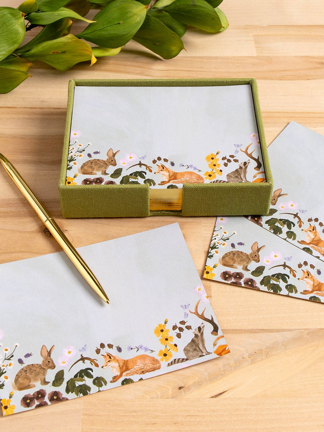 Flora & Fauna Desk Jotter – Flat Notes Set + Organizer Box, 1 of 4