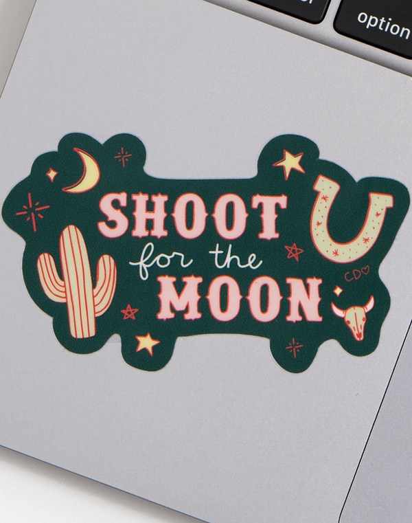 Shoot For The Moon Western Decal Sticker, 2 of 2