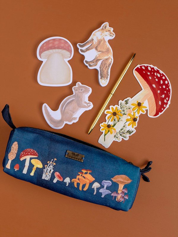 Forest Floor Mushrooms Pencil Pouch – Zippered Case for Pens, 2 of 3