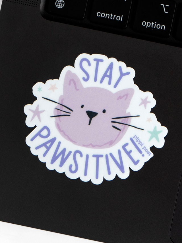 Stay Pawsitive Cat Decal Sticker, 4 of 4