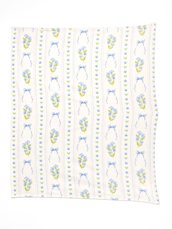 Blue Floral & Coquette Bows Fleece Throw Blanket, 6 of 6