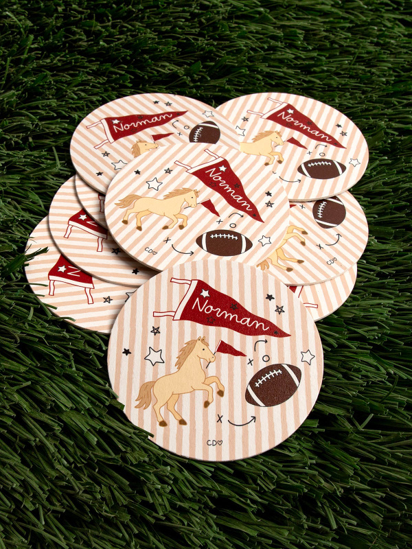 Norman Football Game Day Paper Coasters - Set of 10, 1 of 3